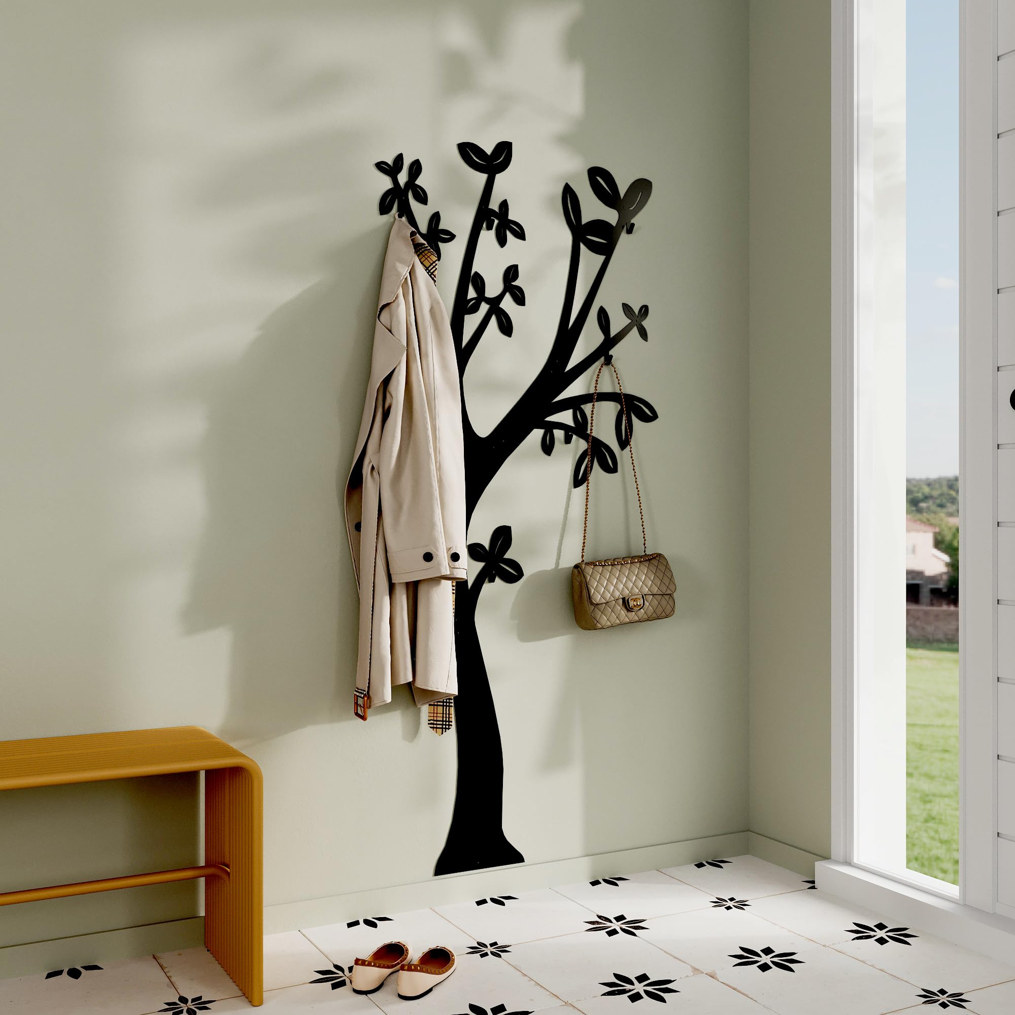 Wall coat rack mounted 67х30 inches | Heavy Duty Coat Rack mounted | Coat Hanger Wall Metal 2mm | 6 hooks wall mounted | Jacket hanger wall mount | black coat rack | Space-Saving Wall Mounted