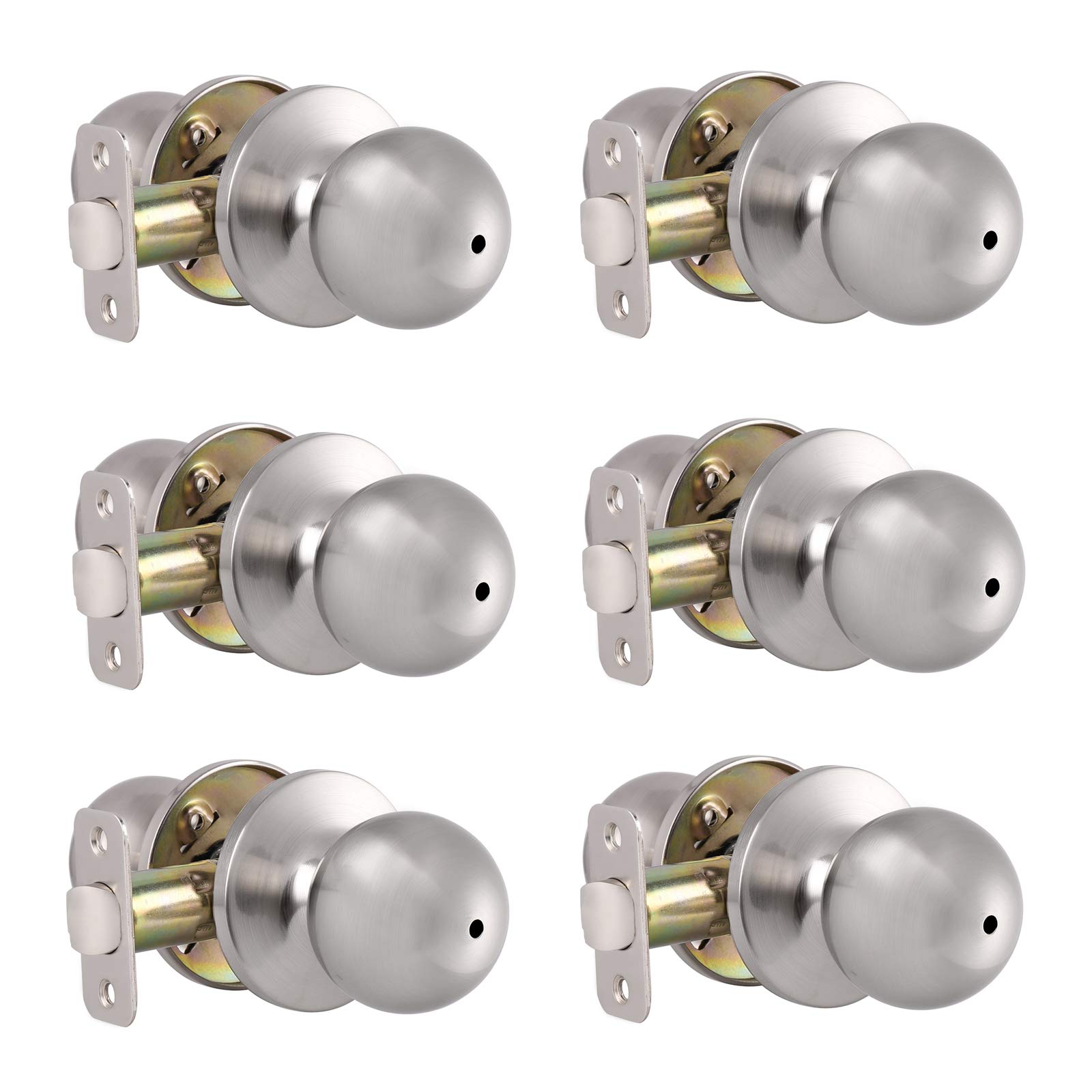 Knobonly 6 Pack Privacy Door Handle Satin Nickel
