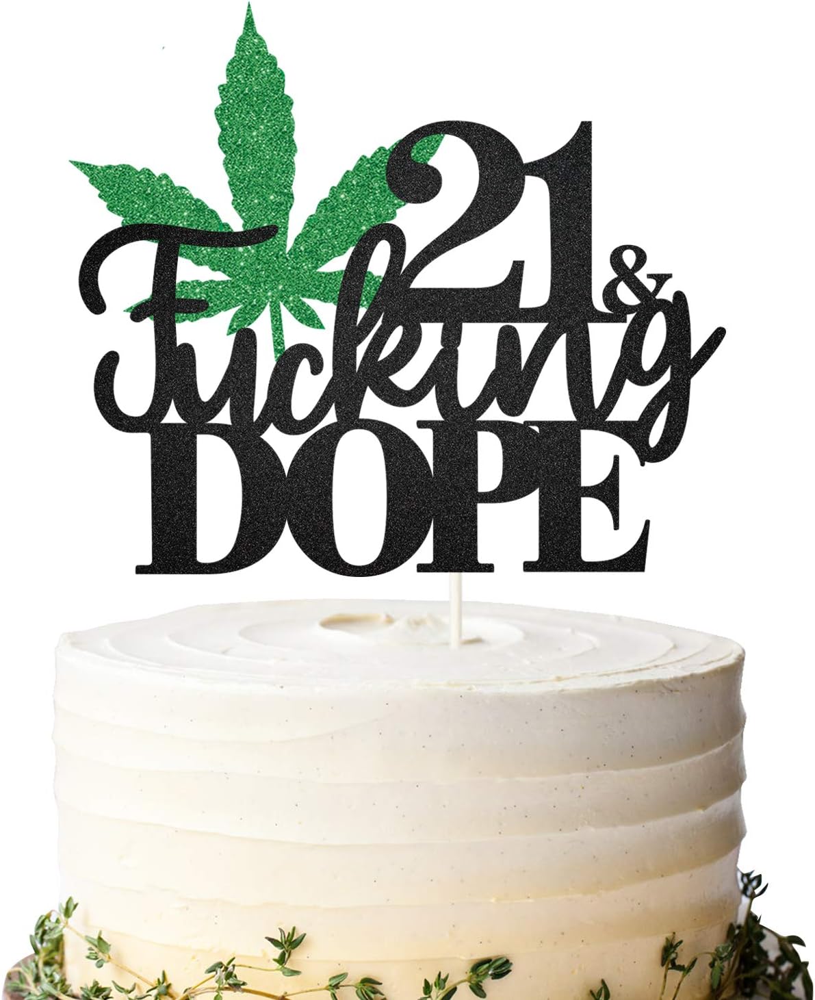 Download Amazon Com Black Glitter 21 Fucking Dope Cake Topper 21 Years Old Marijuana Birthday Cake Topper 420 Birthday Dope 21st Birthday Party Marijuana Decoration Home Kitchen