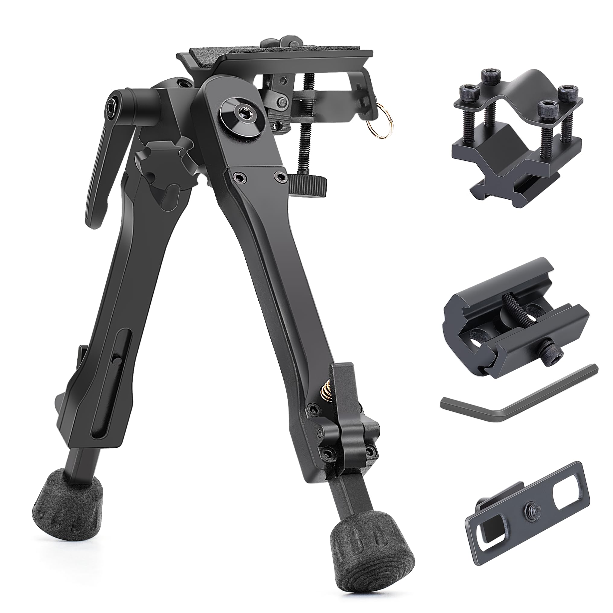 Zeadio Quick-Switch Bipod with 3 Adapters and Sling Stud Mount, features 7-10" Height Adjustment and Tilt-Pivot Head