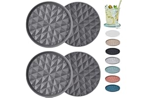 Wingcases Silicone Coasters for Drinks[4 Pack]- Cup Mat for Tabletop Protection-Non-Slip, Non-Stick, Coffee Table Decor, Great Gift for Any Occasion, Dark Grey