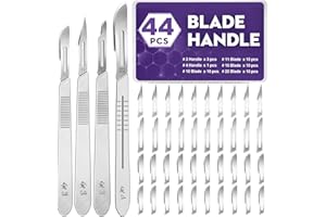 YIXANGDD 44 PCS 40 Scalpel Blades with #10#11#15#22 Scalpels Surgical Sterile Blades Including Four Handle,Laboratory Blade-Lab Knives- Carving Blades with Handle-Art Blades Practicing Cutting-Crafts & More