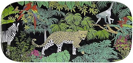 Les Jardins De La Comtesse Petit Plateau Rectangulaire En Melamine Pure Noir Vert Gateaux Cake Plat Long De Presentation Du Service De Table Jungle Collection Vaisselle Melartmine 37 5 Cm