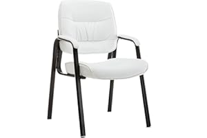 BTEXPERT Leather Office Executive Side Conference Waiting Room Guest Reception Chair, White, 1, (CC5046WH), 25D x 22W x 36H