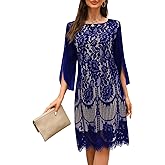 COOAN Wedding Guest Cocktail & Formal Dresses for Women - Lace Sequin Prom Evening Dress
