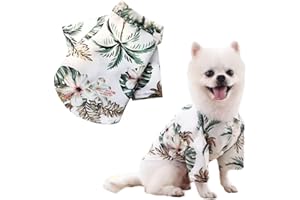 LHYZ PARK Hawaiian Shirt for Small Dogs & Cats - Lightweight Breathable Pet Tshirt with Vibrant Fade-Resistant Colors for Small Dog cat Daily Use (L, White Coconut)