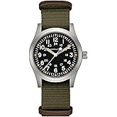 Hamilton Watch Khaki Field Swiss Mechanical Watch 42mm Case, Black Dial, Green Textile NATO Strap (Model: H69529933)