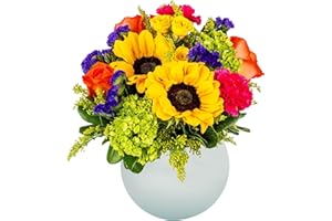 Hugs and Kisses | Yellow, Orange Aquabloom Fresh Flower Arrangement with Vase | Designed by Arabella Bouquets