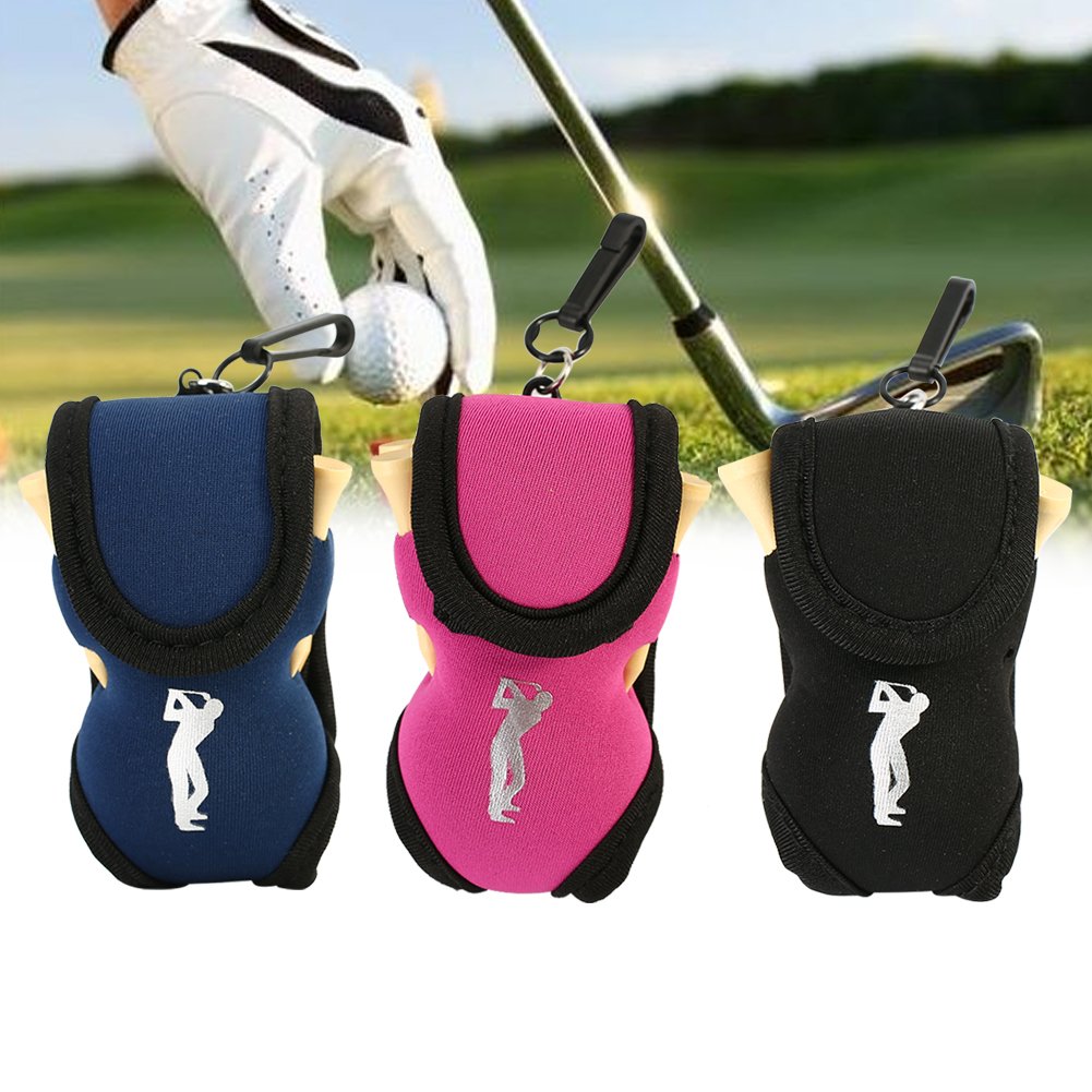 Ball/Tee Bag Holder Pouch Clip Utility Pouch Sports ing Accessories With Tees(Black)