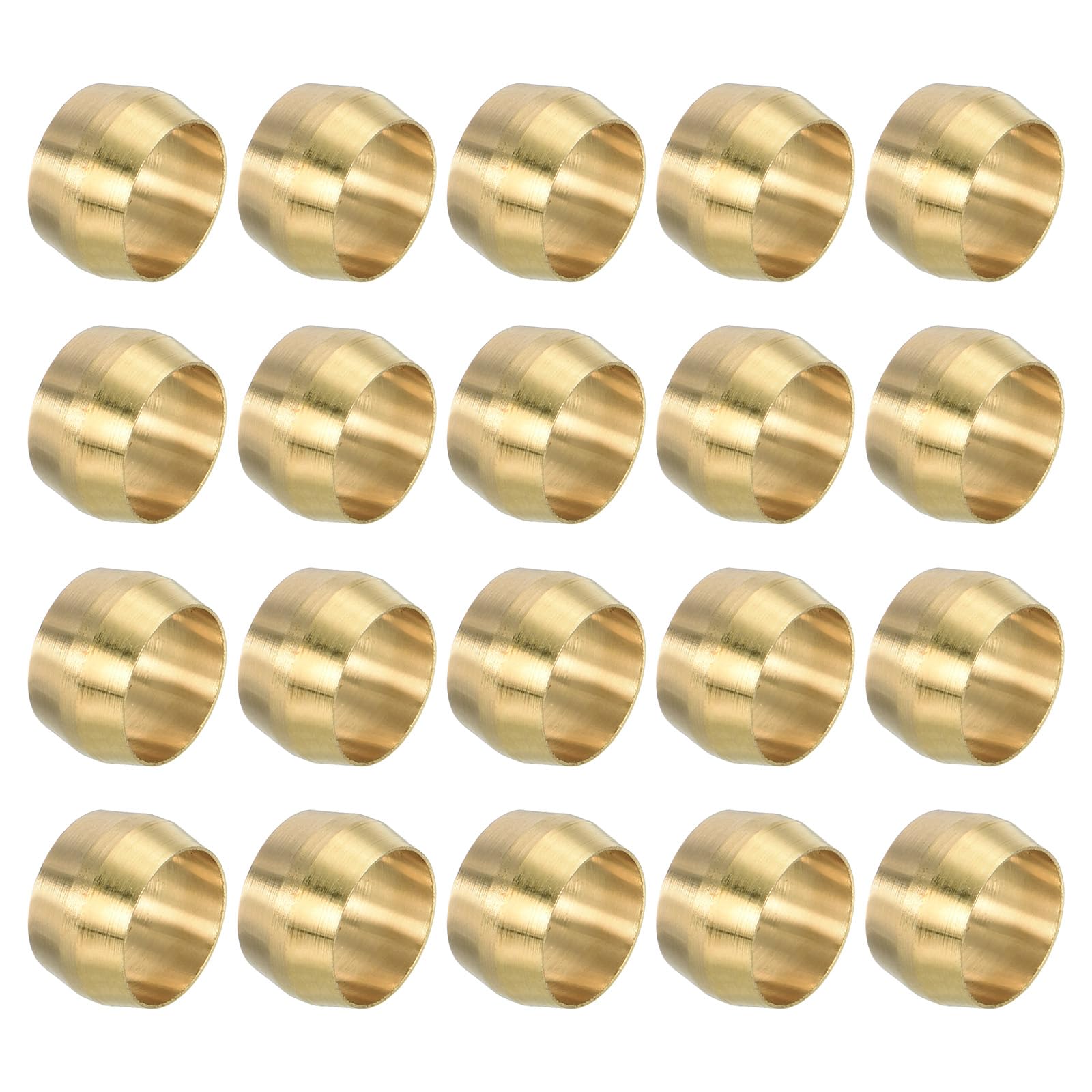 PATIKIL 5/16" ID Compression Sleeve Ferrules, 20 Pack Brass Sleeve Ferrules Compression Fitting Assortment Kit for Water Oil Air Pipe