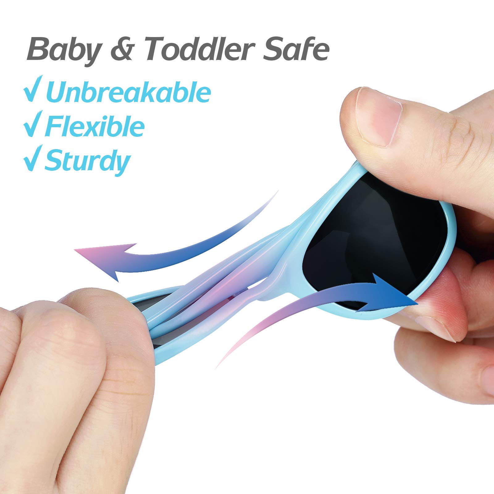 Nacuwa Baby Sunglasses - 100% UV Proof Sunglasses for Baby, Toddler, Kids - Ages 0-2 Years - Case and Pouch included