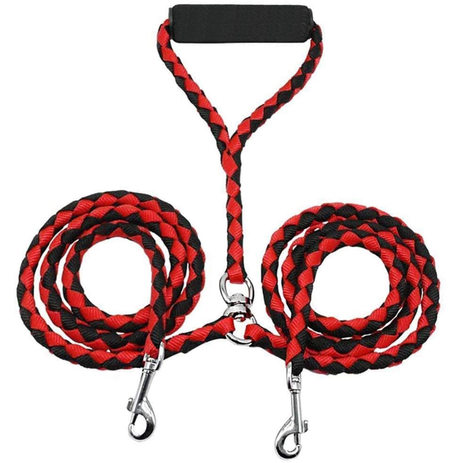 ADOGO® Dog Lead Splitter,No-Tangle Double Dog Leash for Walking and Traning 2 Dogs (Red & Black)