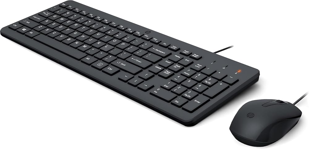HP 150 Wired Mouse and Keyboard Combo 1600 DPI USB-A Eronomic Quiet