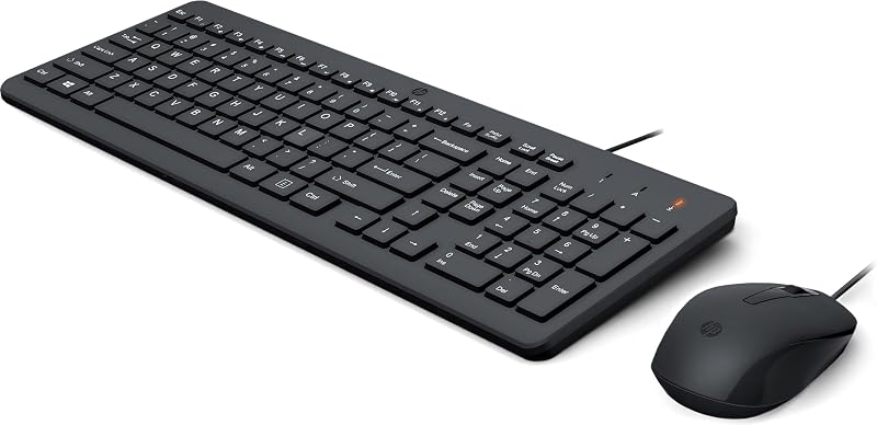 HP 150 Wired Mouse and Keyboard Combo 1600 DPI USB-A Eronomic Quiet