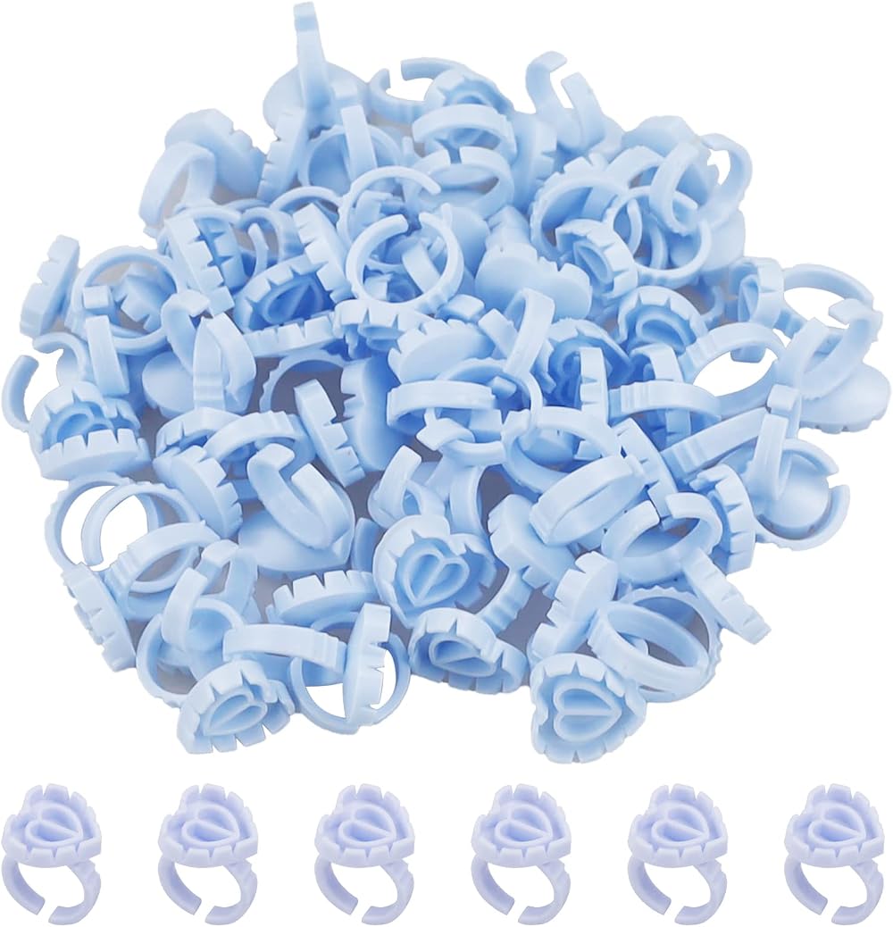 SZCXDKJ 100 Pcs Blue Disposable Glue Ring Cups Eyelash Extension Makeup Holder