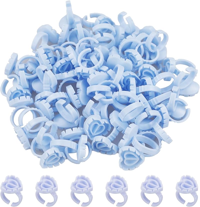 SZCXDKJ 100 Pcs Blue Disposable Glue Ring Cups Eyelash Extension Makeup Holder