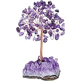 Jovivi Amethyst Crystal Tree, Natural Healing Crystals Money Trees Amethyst Cluster Base,Reiki Positive Energy Gemstones Bonsai Tree, Feng Shui Purple Room Office Desk Decor Spiritual Gifts