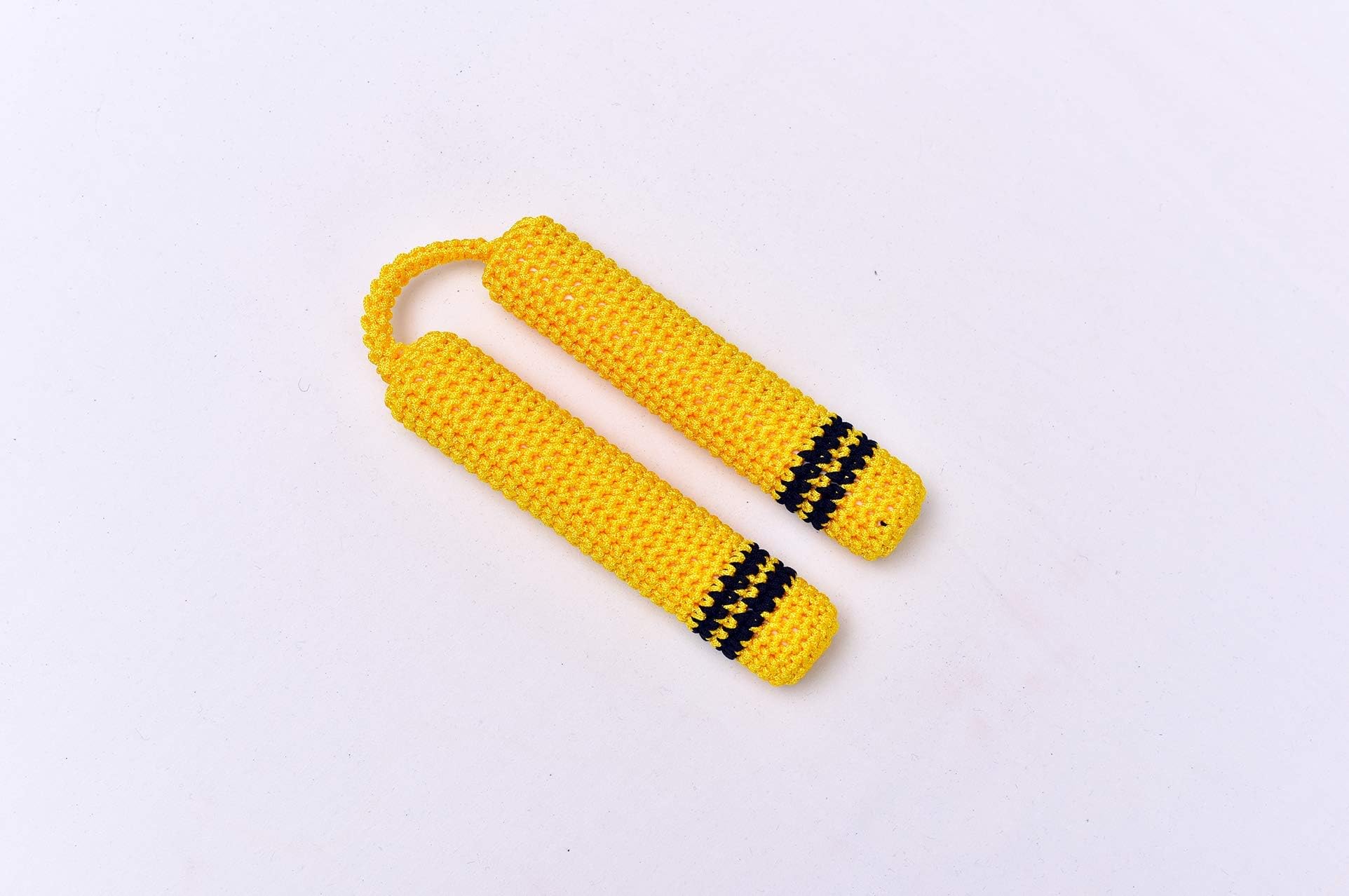 Yellow Nylon Wool Blend Yarn Hand-crocheted Nunchaku Shape Keychain