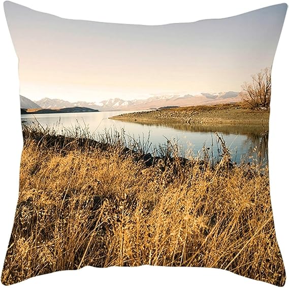 Ukilook Fundas de almohada de poliéster con diseño de río marchitado de