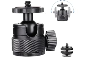 Mini Ball Head, CNC All Metal Aluminum Universal Panoramic Tripod Head Mount for Compact DSLR Action Cam Phone LED Ring Light