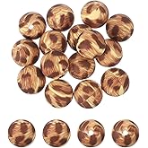 PATIKIL 15 Pcs Silicone Beads, 15mm Round Leopard Beads Bulk Cow Print Focal Bead for Beaded Pen Keychain Making Crafts Bracelets Beadable Jewelry Making Halloween, Yellow Hair Leopard