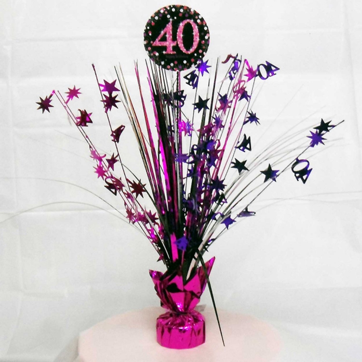 40th Birthday Spray Centrepiece Table Decoration Black Pink Purple
