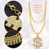 Yontree 5pcs 80s 90s Hip Hop Costume Set Gold Chain Bracelet Ring Glasses view 4