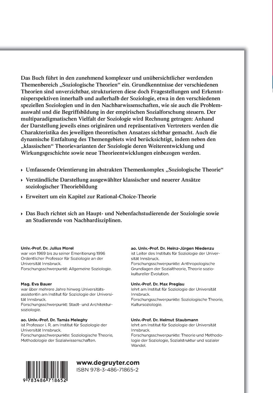 Soziologische Theorie Abriss Der Ansatze Ihrer Hauptvertreter De Gruyter Studium Amazon De Morel Julius Bauer Eva Meleghy Tamas Niedenzu Heinz Jurgen Preglau Max Staubmann Helmut Bucher