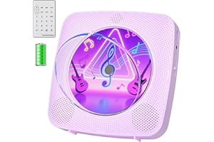 CD Player Portable Bluetooth Rechargeable: CD Players for Home 1800mAh Kegaudio Desktop Wall CD Player with Speakers with Dust Cover FM Radio USB AUX Jack Remote Control