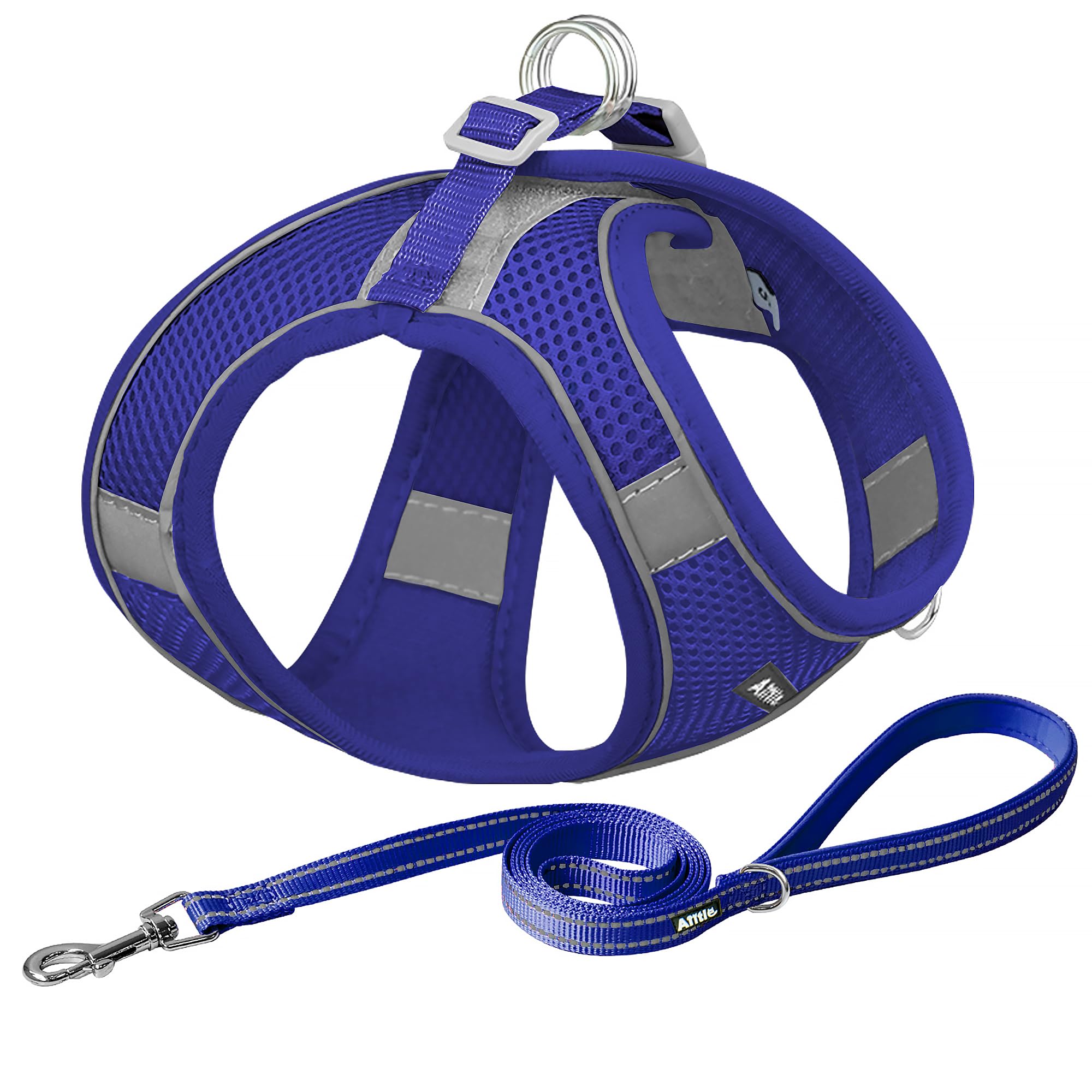 AIITLE No Pull Dog Harness and Leash Set, Step in Adjustable Dog Harness with Padded Vest for All Weather, Dog Leash with Soft Padded Handle, Easy to Put on Small and Medium Dogs Royal Blue S