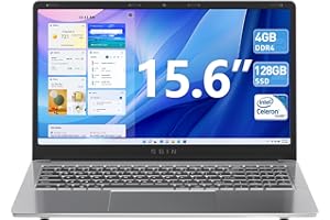 SGIN Laptops, Laptop 15 Inch, 4GB DDR4 128GB SSD Laptops Computer with Intel Core Processor (up to 2.4 GHz), Webcam, Mini HDMI, USB3.0, Dual WiFi, Type-C, 7000mAh, Numeric Keypad(Sliver)