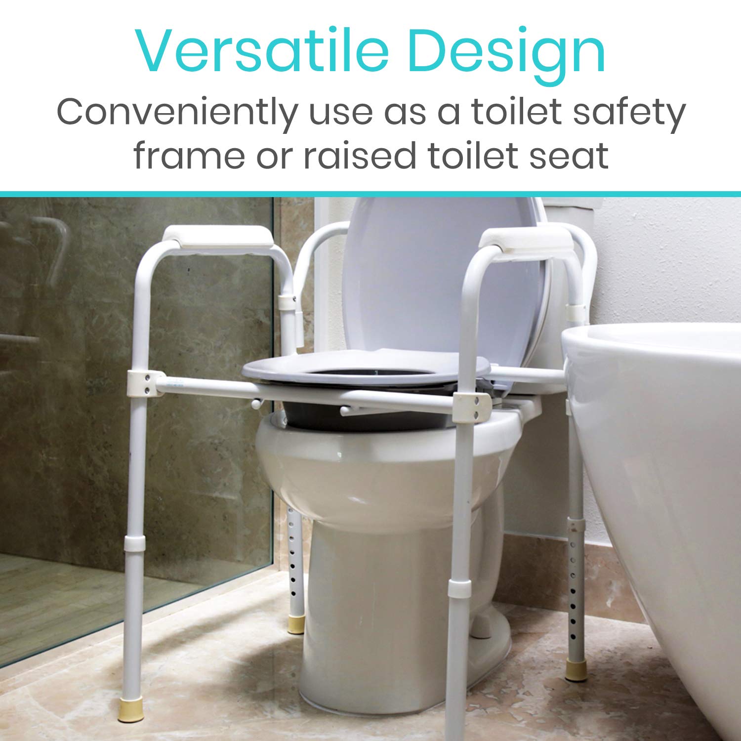 Vive Bedside Commode Narrow Folding Toilet Seat for Adults, Handicap, Elderly Fits Most