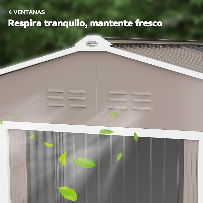 Abrigo de jardim exterior 4,9 m² 277x195x192 cm Cinzento claro
