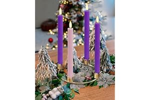 SHYMERY Flameless Advent Candles,Real Wax Battery Operated Electric LED Taper Candles with Remote Timer, Set of 4 Purple & Pink Flickering for Wreath Thanksgiving Christmas Outdoor Centerpieces