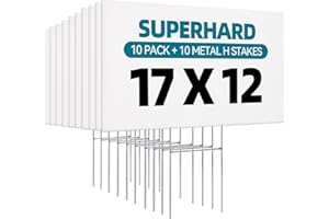 USCNC 10 Pack Lawn Signs Corrugated Plastic 17x12 Inches Blank Yard Signs with Stakes for Yard Sale Sign Outdoor, Garage Sale, Open House, Estate Sale, Guidepost, Birthday Party