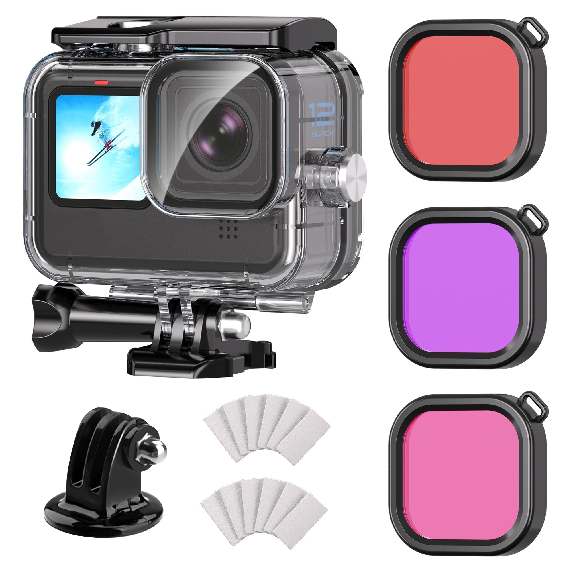 Photo 1 of Waterproof Case with 3 Pack Dive Filters Compatible with Gopro Hero 12 11 10 9 Black, 230FT/70M Underwater Protective Housing Dive Kit with Tripod Mount Adapter Accessories