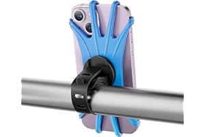 VUP Bike Phone Mount, Universal Bike Cell Phone Holder, 360° Rotatable, Silicone Bicycle Phone Mount Compatible with iPhone 14/13/Pro Max/Pro/mini/12/11/Xs, 4.0''~6.7'' Cellphones Blue
