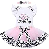 ODASDO Baby Girl Toddler Kids Farm Animal Cow Theme 1st 2nd 3rd Birthday Party Cake Smash Outfit Romper Tutu Headband