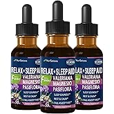 Nurbetoxa Valerian Root Magnesium Citrate & PassionflowerSleep Aid Drops, Gotas de Glicinato y Citrato de Magnesio, Pasiflora y Valeriana para Dormir Profundamente Adulto.6 oz