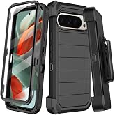 KECAI for Google Pixel 9 Pro XL Case with Built-in Screen Protector,Belt Clip Holster,Heavy Duty Shockproof Drop Protection Military Grade Rugged Full Body Phone Cover with Kickstand (Black)