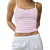 Women Striped Tank Top Y2k Summer Cropped Cami Slim Fit Aesthetic Going Out Tops Vest for Teens