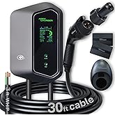 MACH 1: Fast 48 Amp Level 2 EV Charger, Hardwired Wall-Mount EVSE - Electric Vehicle Charging Station with Amp Lock, 200-240V. J1772 Connector Plus Tesla NACS Adapter. Outdoor Rated & a 30ft Cable