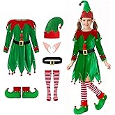 AOLIUP Christmas Elf Costume Kids - Girls Elf Dress Santa Helper Costume Xmas Holiday Outfit