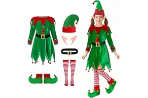 AOLIUP Christmas Elf Costume Kids - Girls Elf Dress Santa Helper Costume Xmas Holiday Outfit