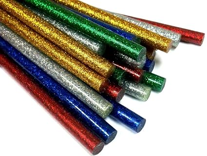 GLUN 7MM Thin (Random) Glitter Coloured HOT MELT Glue Sticks for DIY Craft and Decoration