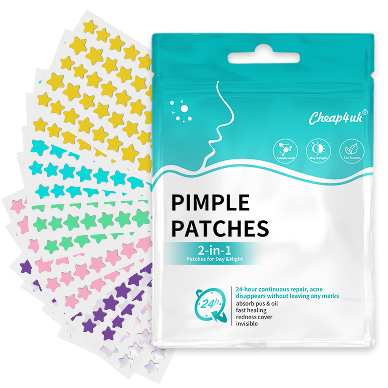 Pimple Patches Spot Patches Pimple Patch Hydrocolloid Treatment Invisible Blemish Stickers Dots Spots Acne Patch Effectively Calms & Relieves Acne (Star 480 PCS)