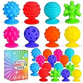 GOLDGE 16 Pack Sensory Fidget Toys for Kids, Textured Suction Cup Toys for Autism, Silicone Stress Relief Toys for Adults, Calm Corner Supplies for Classroom,Stocking Stuffers,Road Trip (8 Colors)