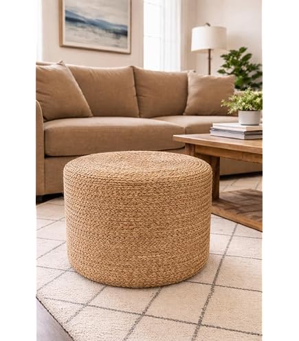 Amazon.com: Scandilivin Homes Pouf Ottoman 100% Jute Braided