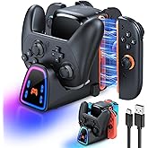 9 In 1 Controller Charging Dock for Nintendo Switch 2/Switch 1/OLED Controller, Fast Charger Station for Joy Con 2&1 and Pro Controller 2&1, Charger Accessories with RGB Light