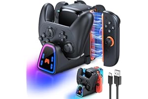 [Fit for Switch 2/1] 9 In 1 P-ro Controller Charging Dock for Joy Con 2/1 and for Pro Controller 2/1, Fast Charger Stand for 